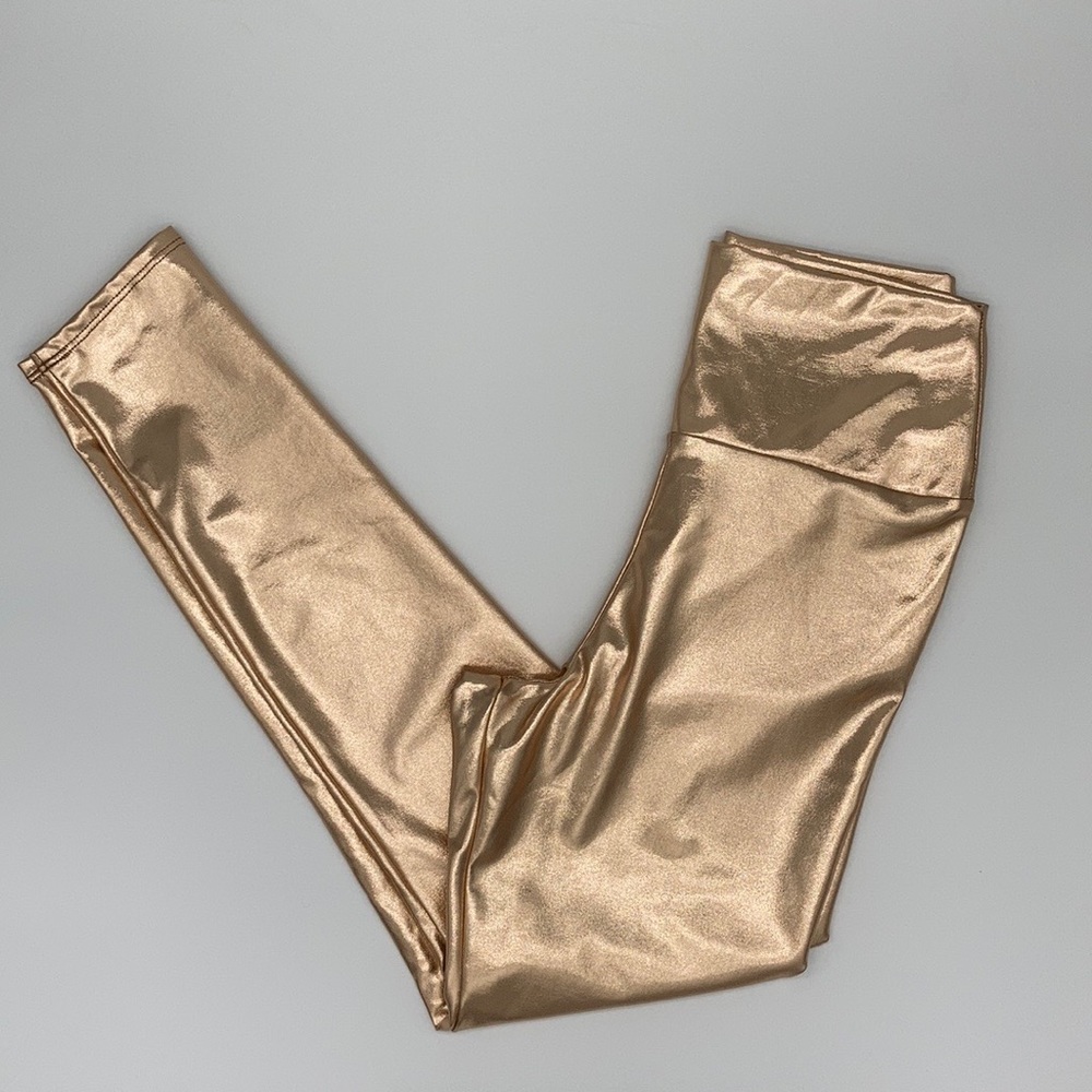 Last Pair 5🌟 rating NWT Gold Liquid Leggings Faux Vegan Leather Small - Picture 7 of 8